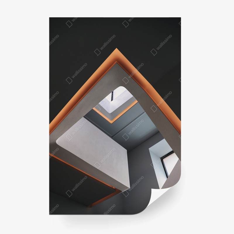 Fototapete minimalistisches geometrisches interieur mit oberlicht – Wallnifity®