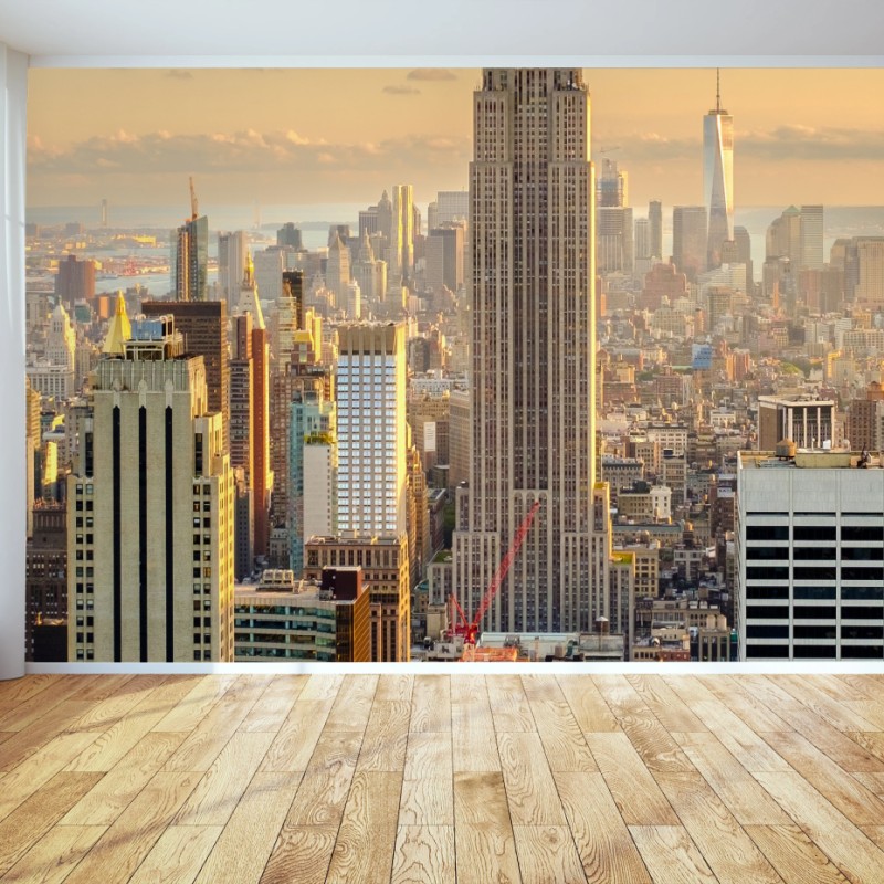 Fototapete New York skyline bei sonnenuntergang – Wallnifity®