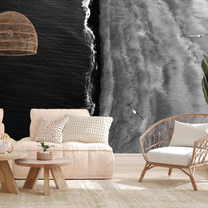 Fototapete monochrome küstenaufnahme aus der luft – Wallnifity®