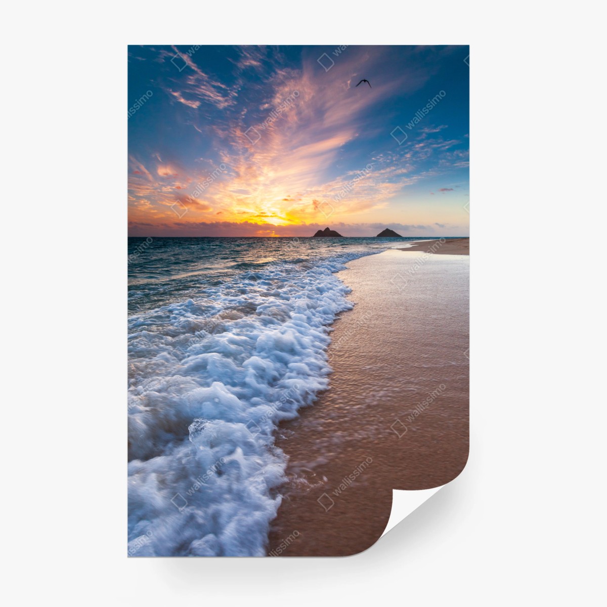 Fototapete ruhiger sonnenaufgang am meeresufer – Wallnifity®