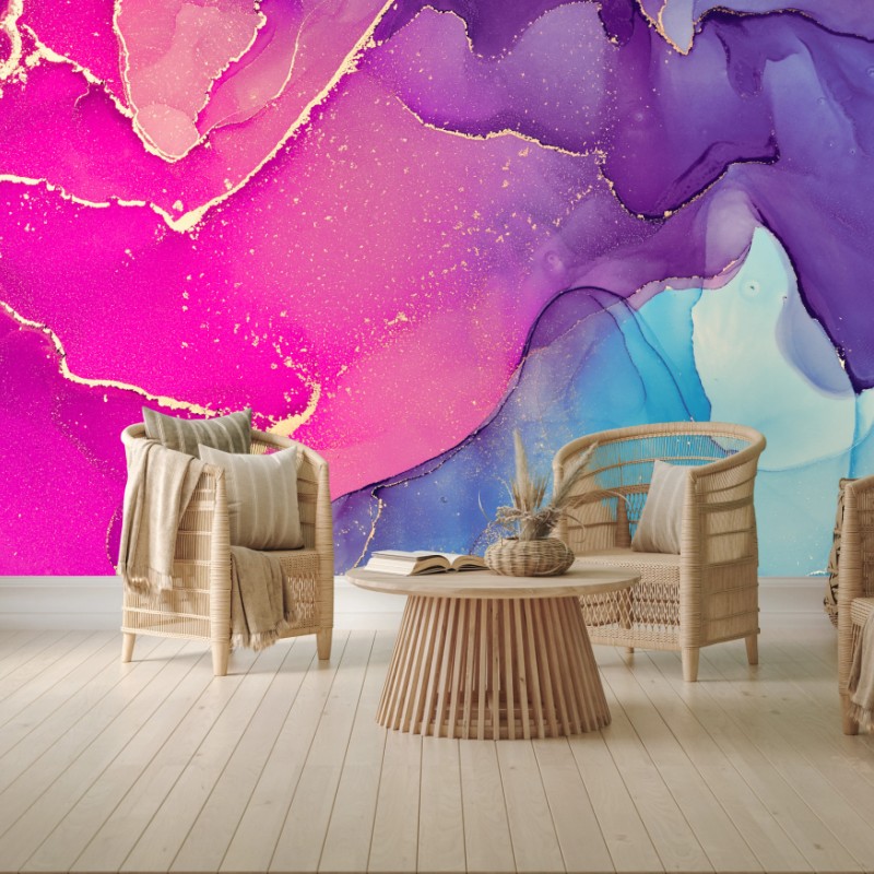 Fototapete leuchtende marmorierte komposition aus alkohol-tinte – Wallnifity®