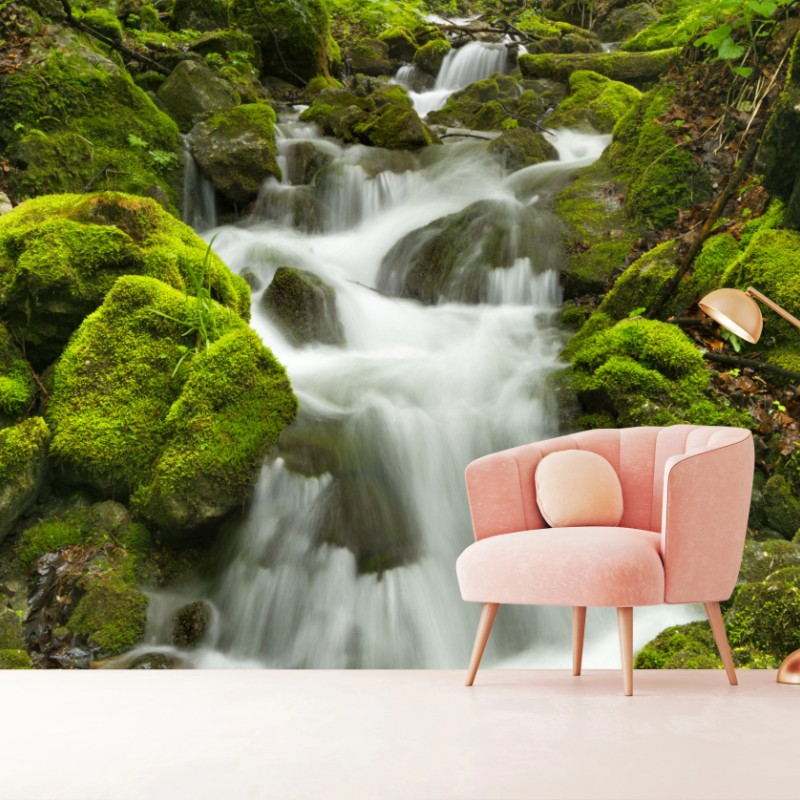 Fototapete moosiger wasserfall – Wallnifity®