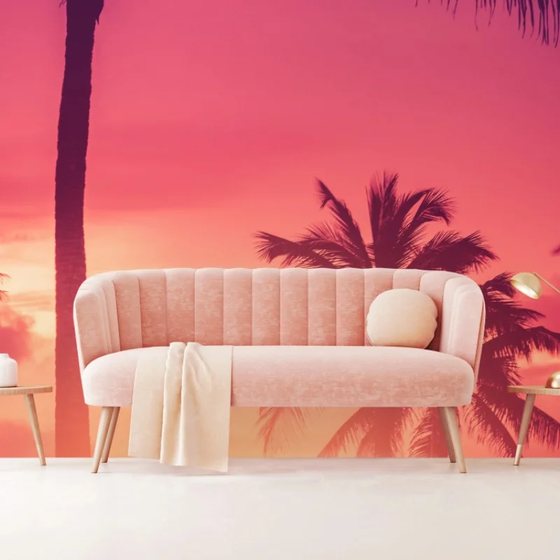 Fototapete tropischer sonnenuntergang mit palmen – Wallnifity®
