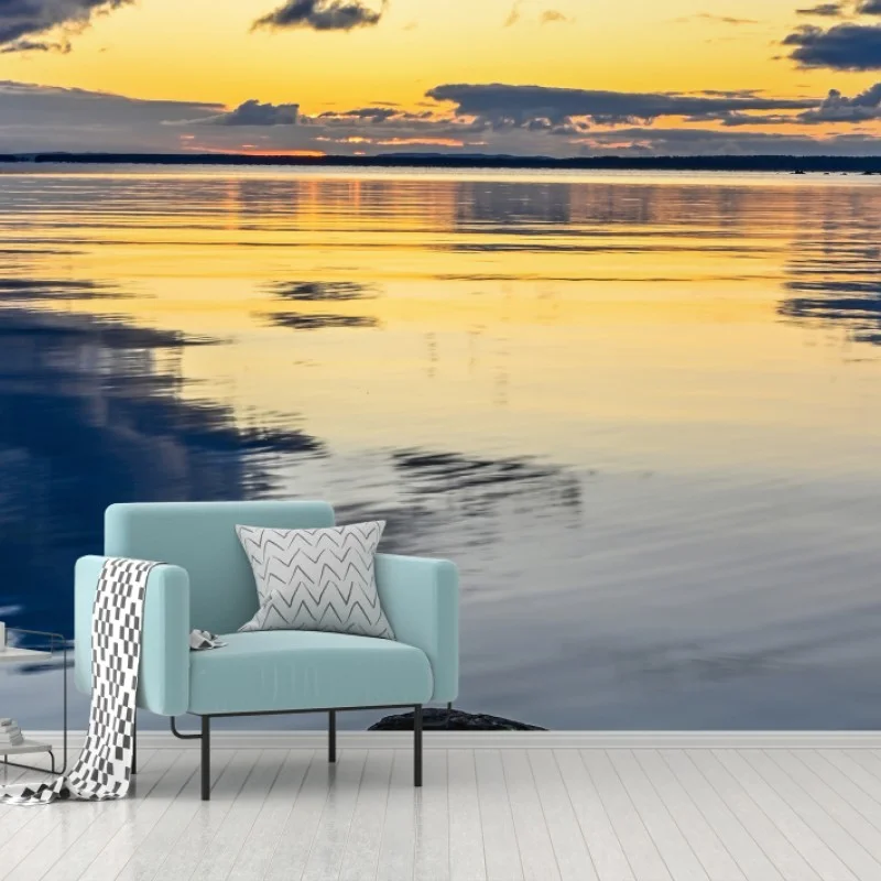 Fototapete ruhige küstenlandschaft bei sonnenuntergang – Wallnifity®