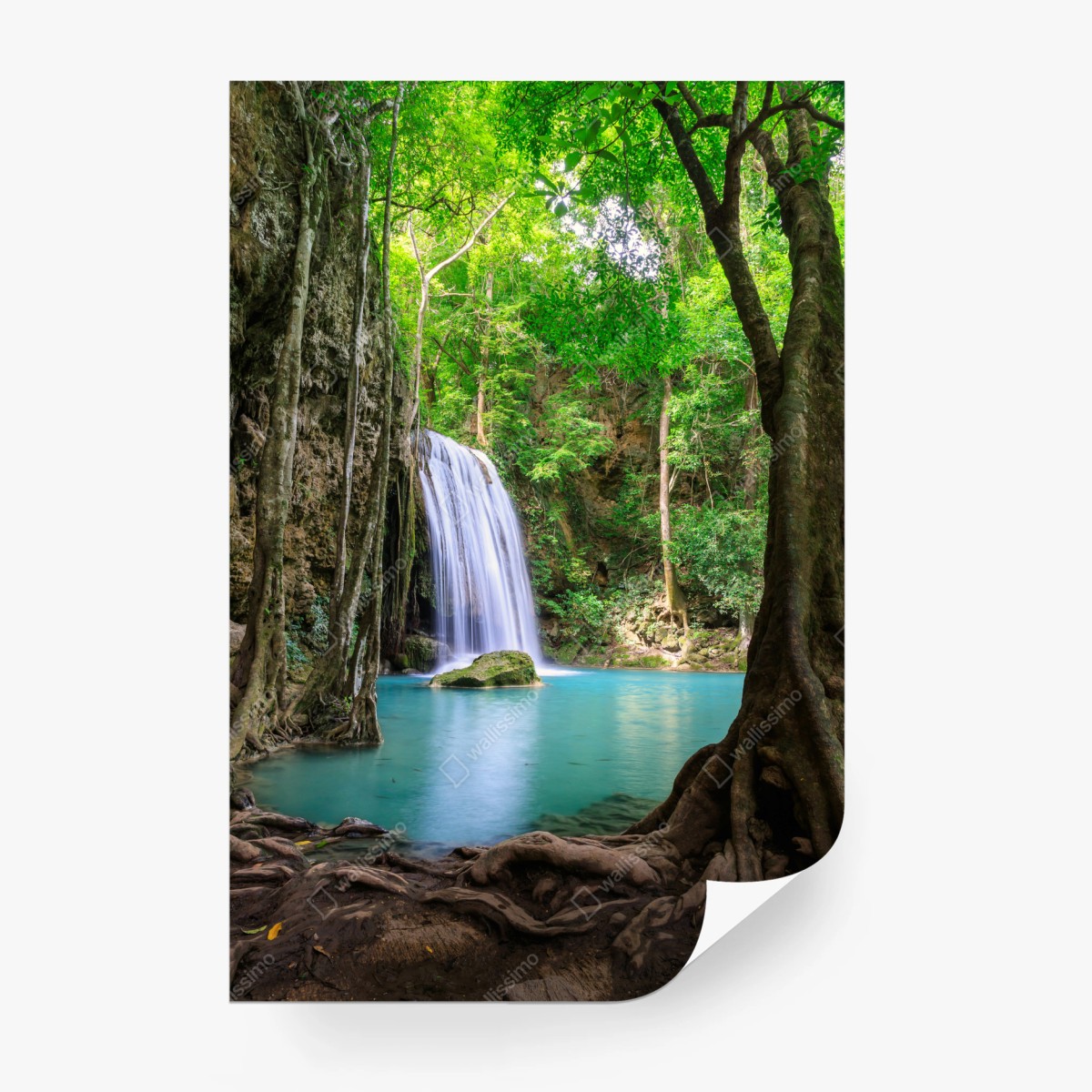 Fototapete ruhiger wasserfall im Erawan Nationalpark – Wallnifity®