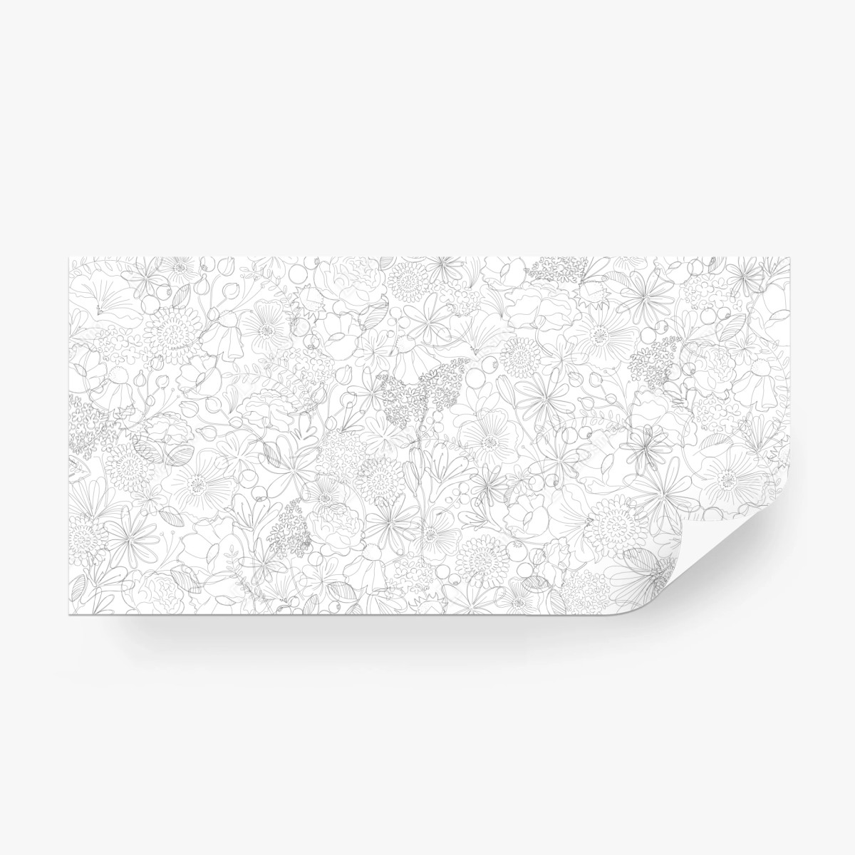 Fototapete zartes handgezeichnetes blumenlinienmuster – Wallnifity®