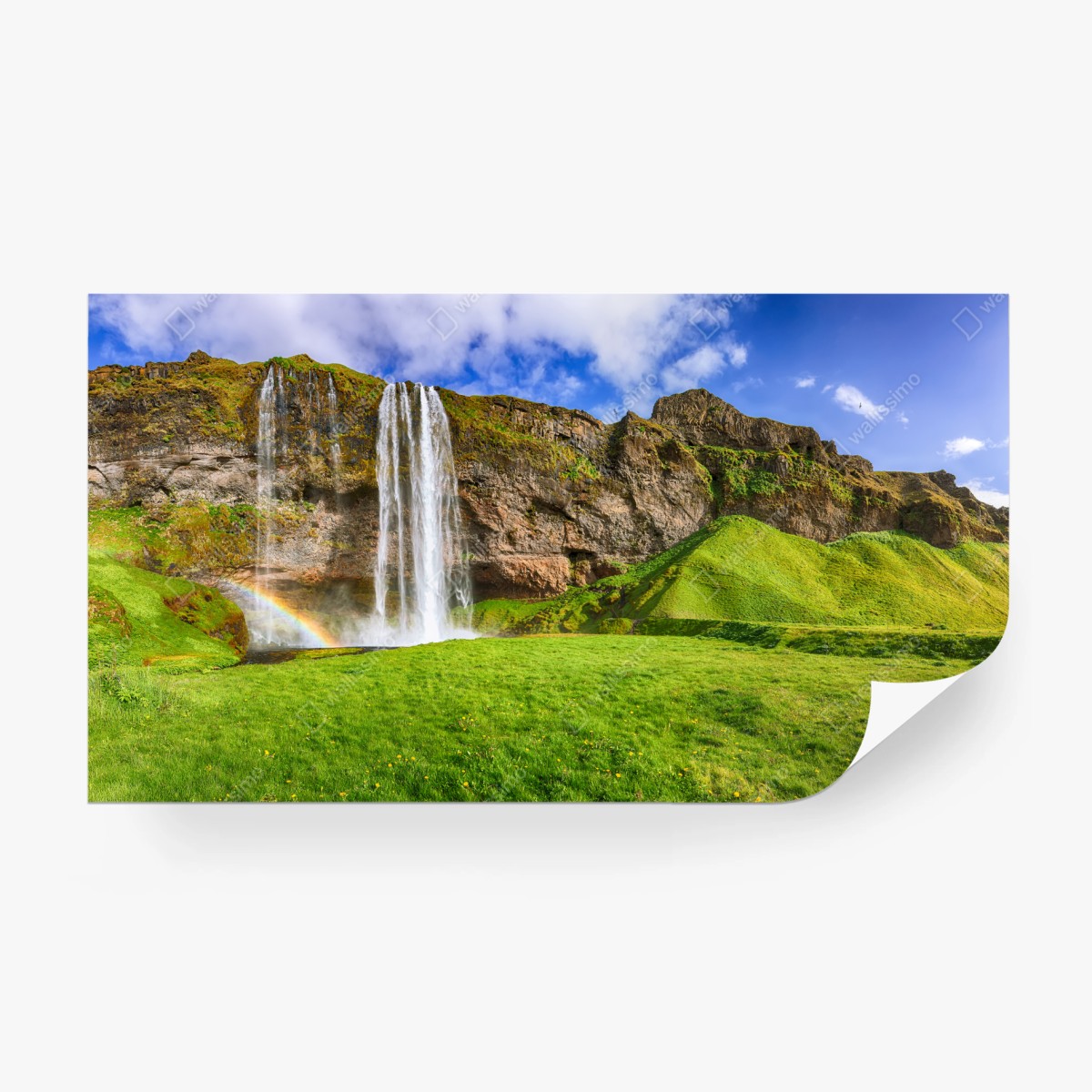 Fototapete Seljalandsfoss wasserfall panorama – Wallnifity®