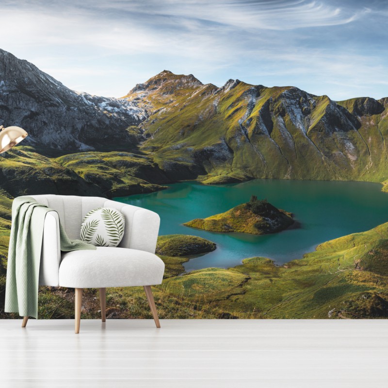 Fototapete türkises seeidyll am Schrecksee, Bayern – Wallnifity®