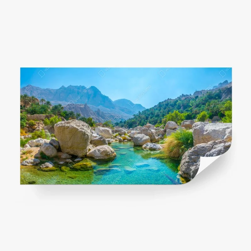 Fototapete türkisfarbene bergoase – Wallnifity® Fototapete türkisfarbene bergoase – Wallnifity®