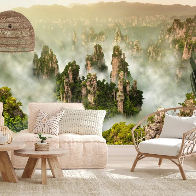 Fototapete neblige säulen von Zhangjiajie – Wallnifity®