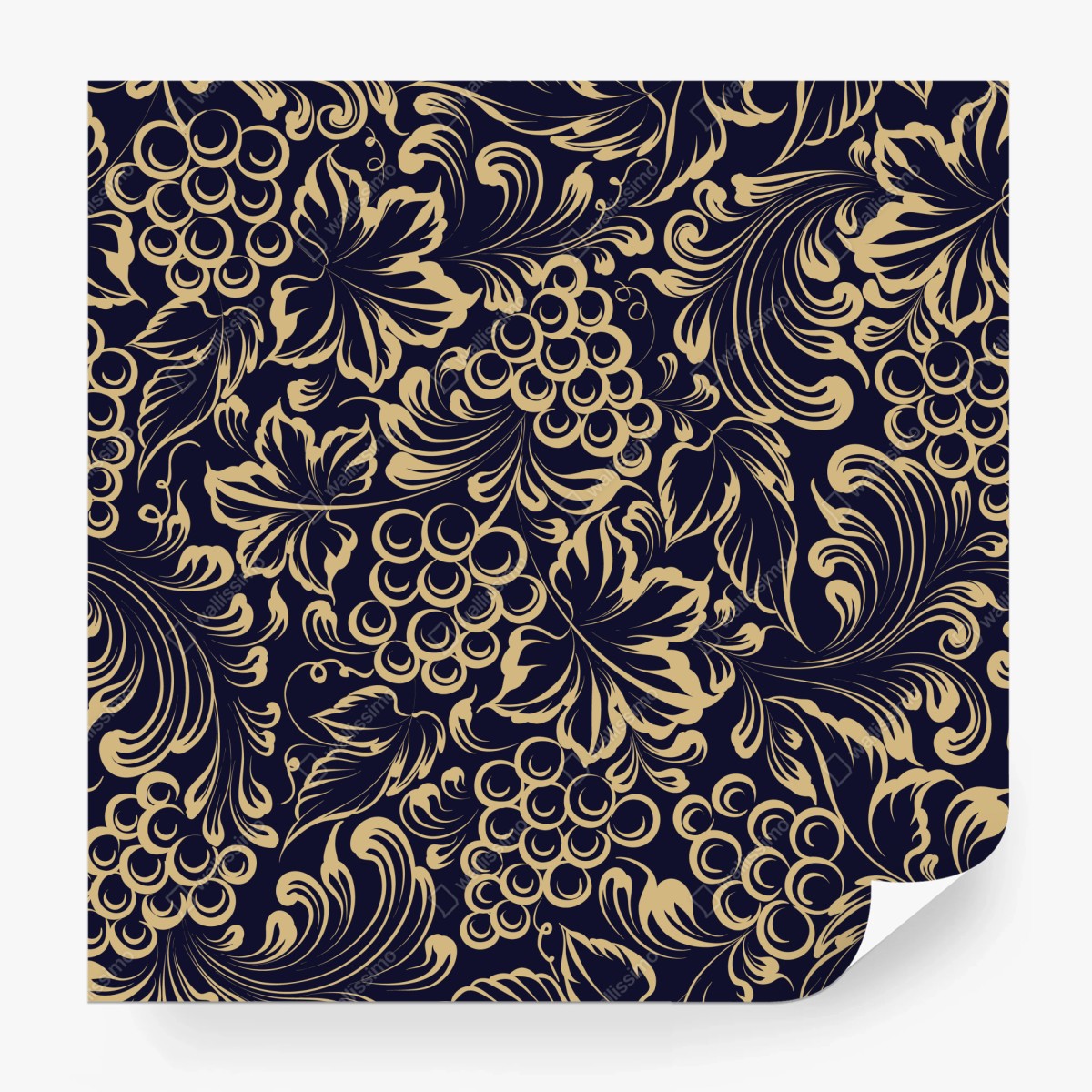 Fototapete elegantes barockes weintraubenmuster in gold – Wallnifity®