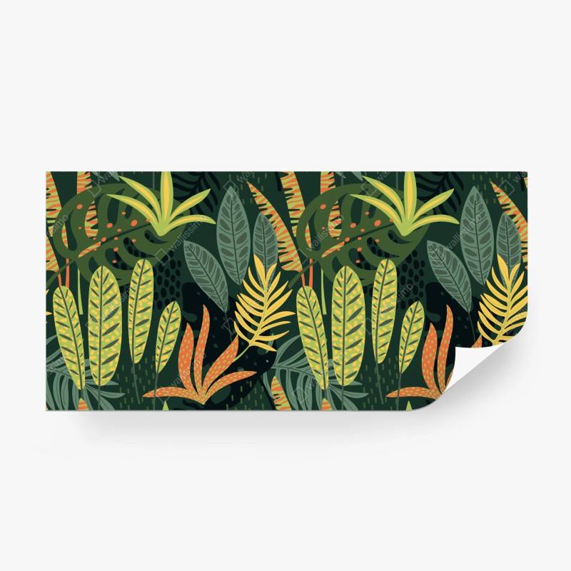 Fototapete tropisches ananas- und blattmuster in aquarell auf rosa hintergrund – Wallnifity®