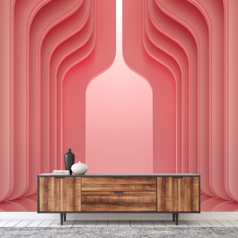 Fototapete zeitgenössisches korallenrosa architekturmotiv – Wallnifity®