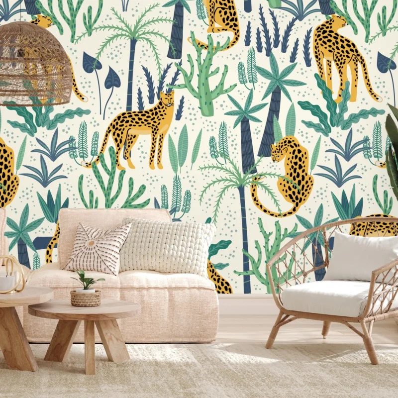 Fototapete tropisches leopardmuster – Wallnifity®