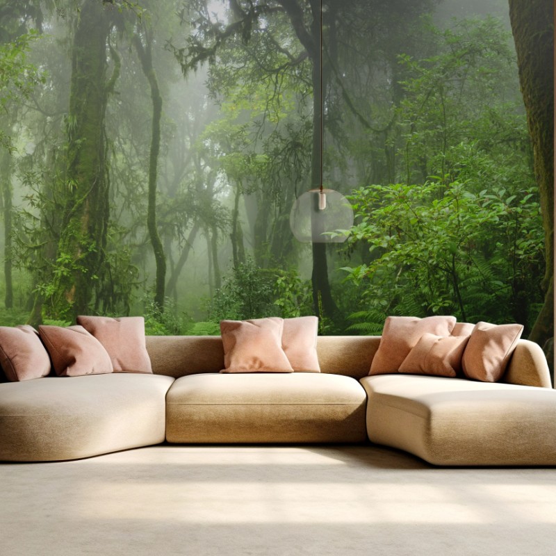 Fototapete nebliger tropischer dschungelpfad – Wallnifity®