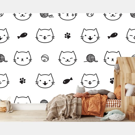 Fototapete verspieltes katzenmuster – Wallnifity®