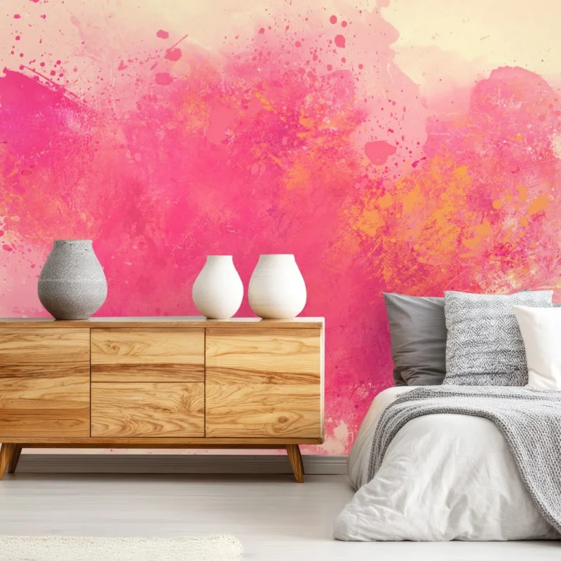 Fototapete lebendige rosa aquarellspritzer – Wallnifity® Fototapete lebendige rosa aquarellspritzer – Wallnifity®