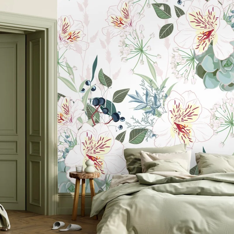 Fototapete zartes pastell blumenmuster