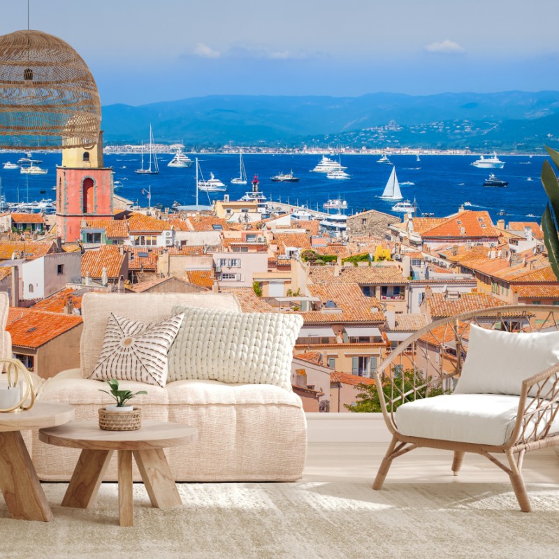 Fototapete sonniges mediterranes hafenpanorama – Wallnifity®