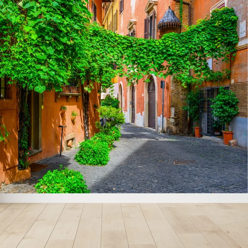 Fototapete malerische gasse in Trastevere, Rom – Wallnifity®