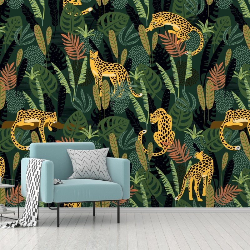 Fototapete tropisches leopardenmuster – Wallnifity®
