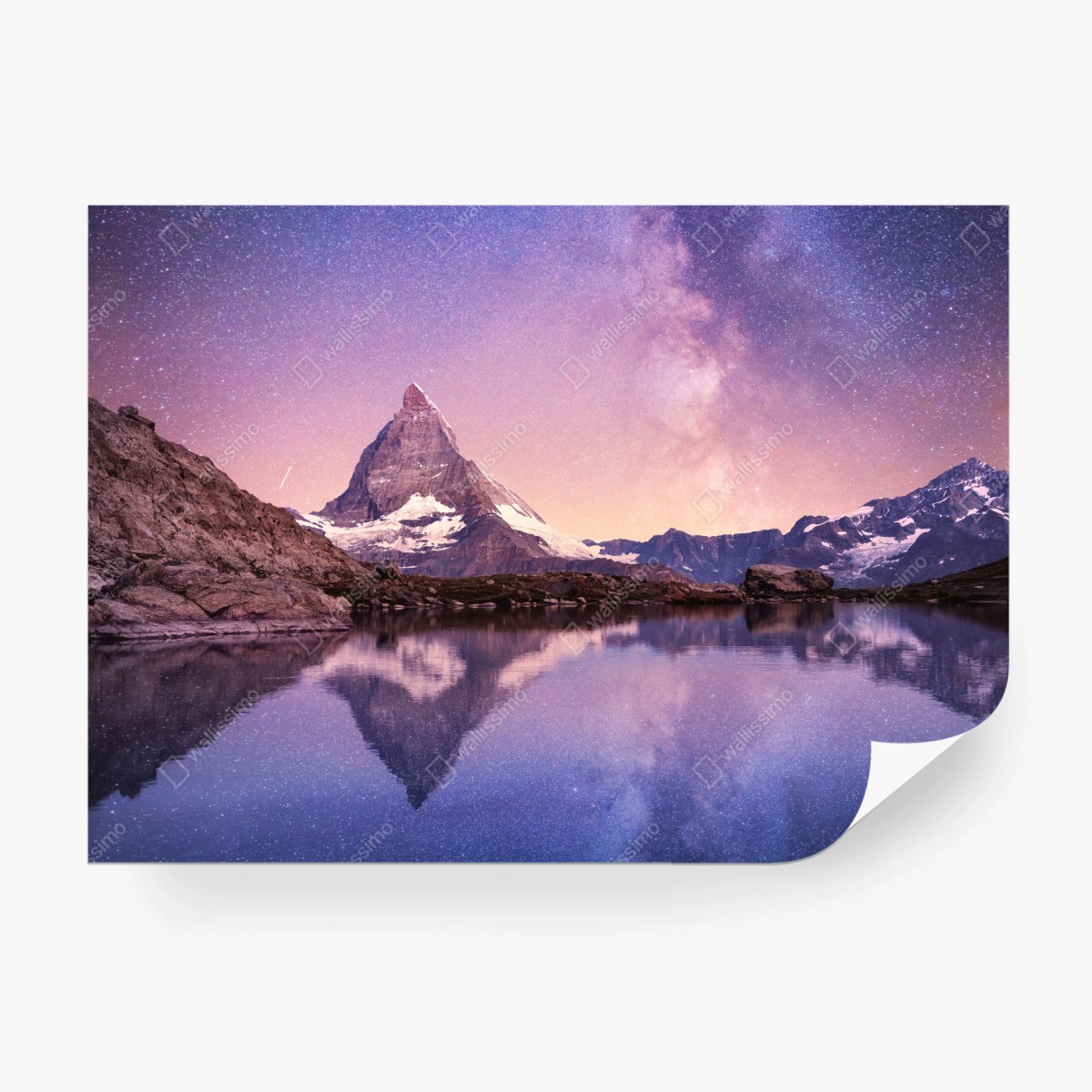Fototapete Matterhorn unter der Milchstraße mit spiegelung – Wallnifity®