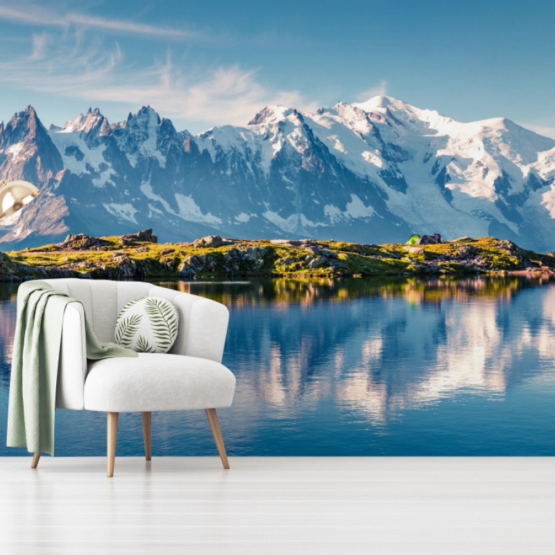 Fototapete panorama von Mont Blanc über dem Lac Blanc – Wallnifity®