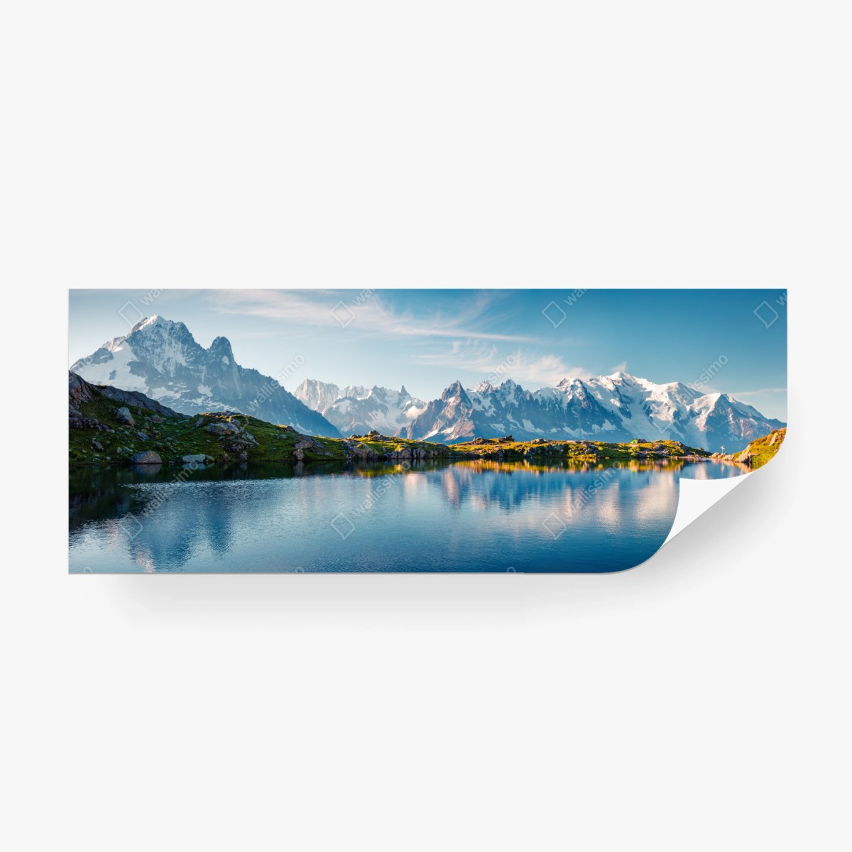 Fototapete panorama von Lac Blanc und Mont Blanc – Wallnifity®