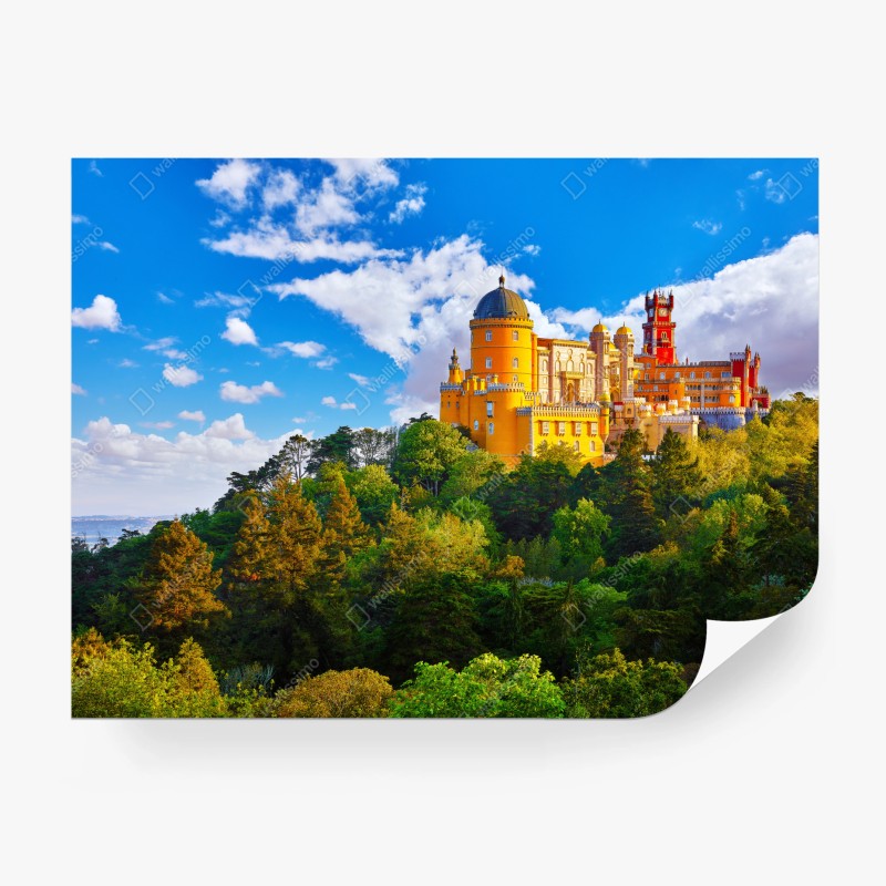 Fototapete rotes blumenmuster mit beigen mittelpunkten – Wallnifity®