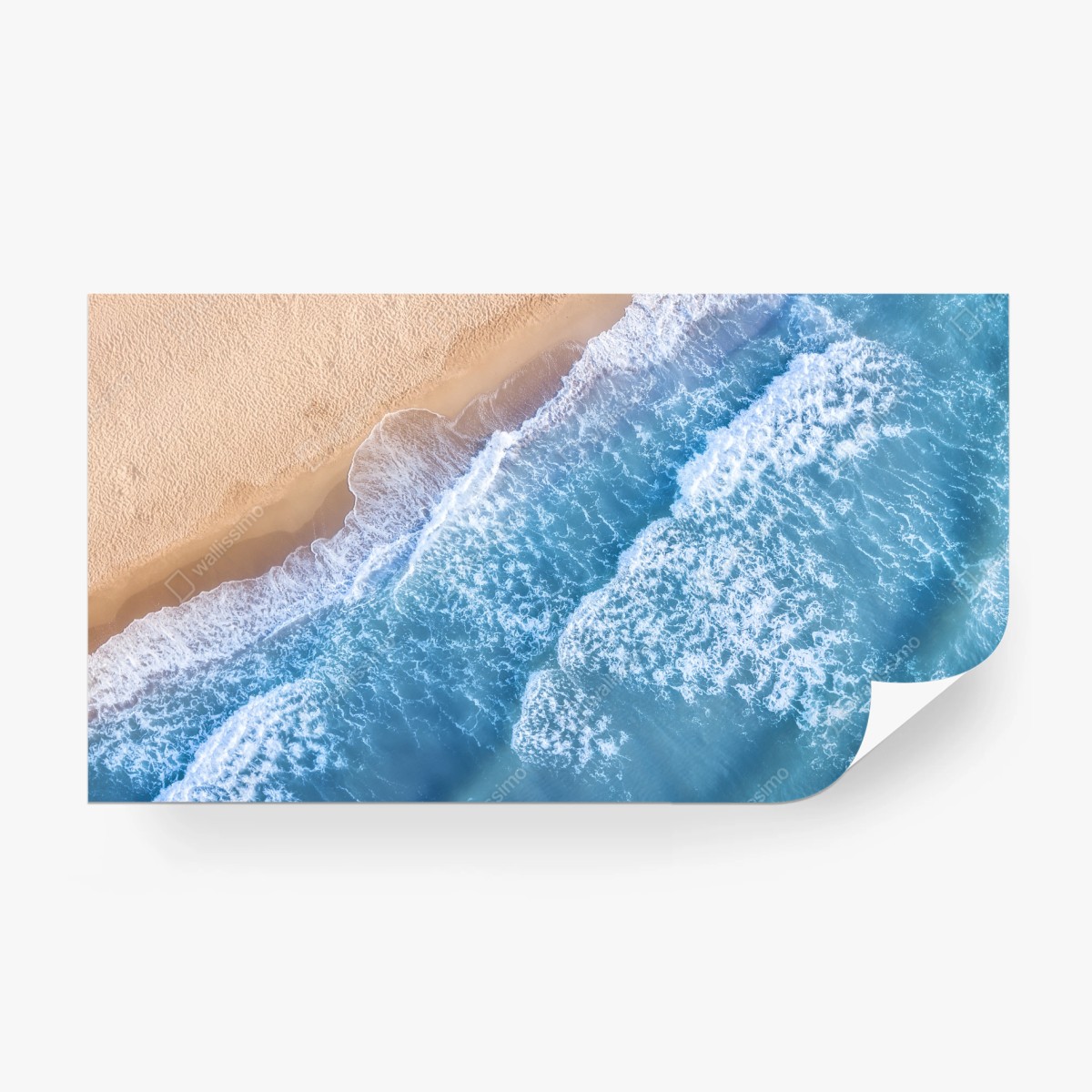 Fototapete luftaufnahme türkiser wellen an sandigem strand – Wallnifity®