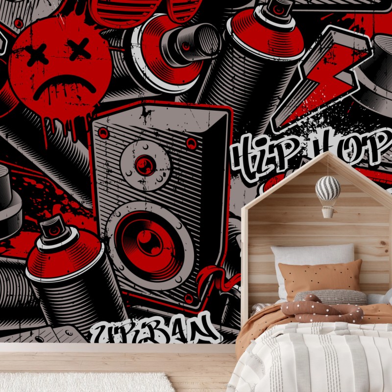 Fototapete urbanes graffiti hip hop collage – Wallnifity®