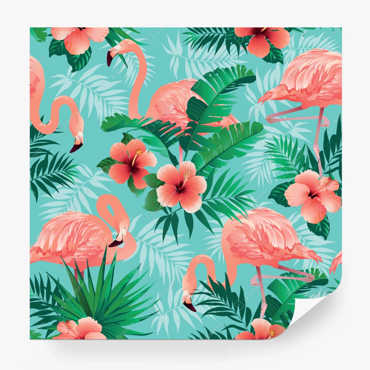 Fototapete tropische flamingo-oase – Wallnifity®