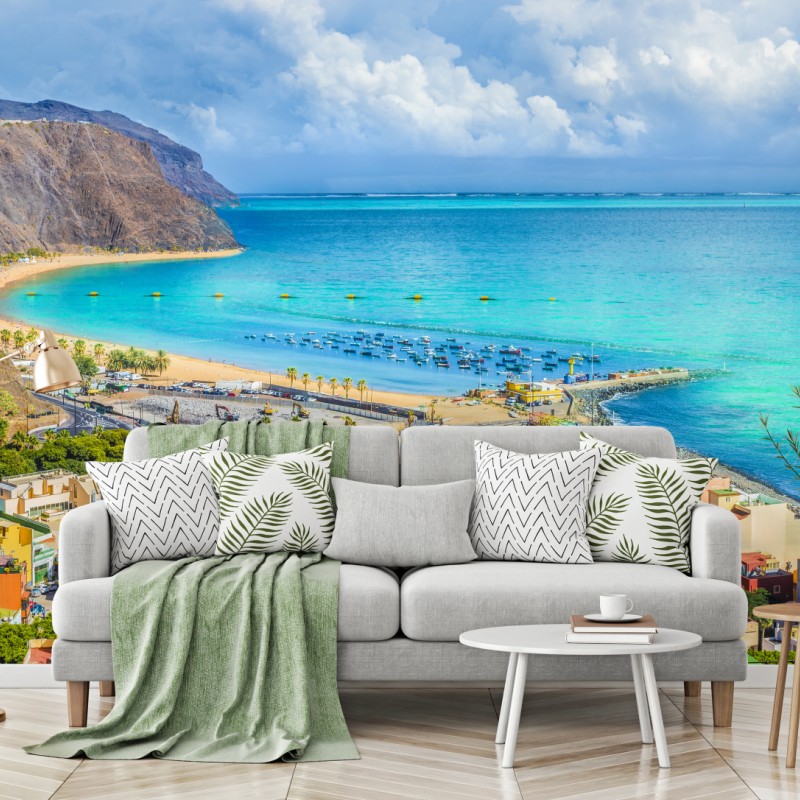 Fototapete panorama des Strandes Las Teresitas, Teneriffa – Wallnifity®