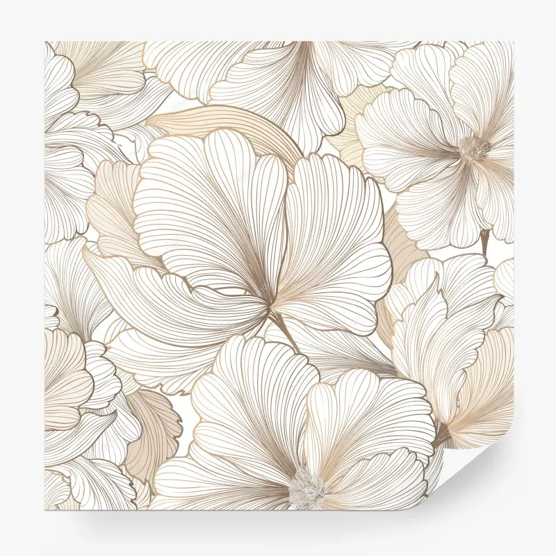 Fototapete zarte beige blumenillustration