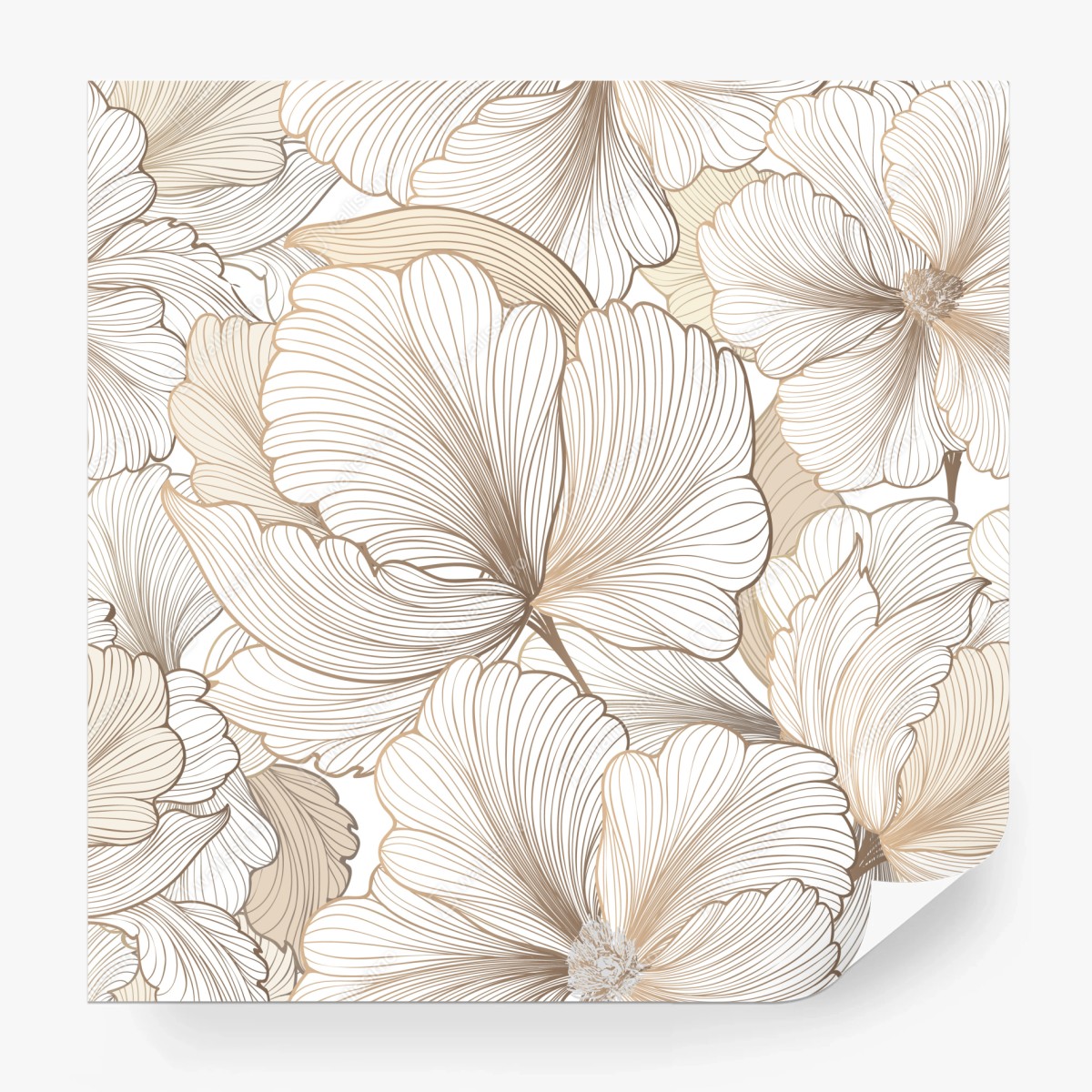 Fototapete zarte beige blumenillustration – Wallnifity®