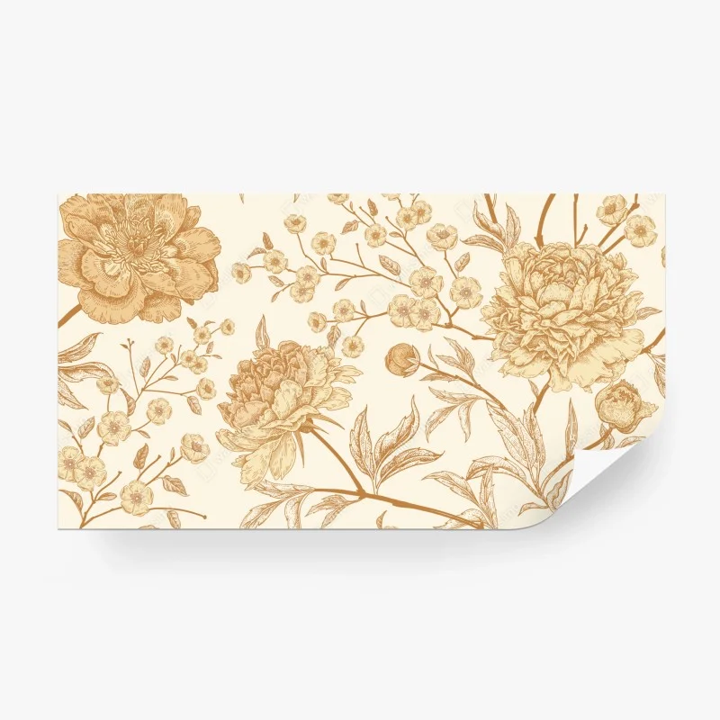 Fototapete zartes korallenfarbenes blumenmuster – Wallnifity®