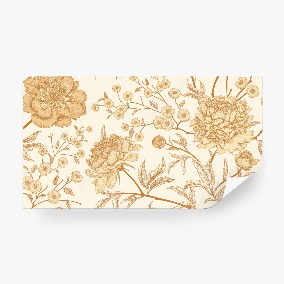 Fototapete vintage beiges blumenmuster mit pfingstrosen – Wallnifity®