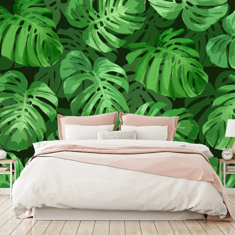 Fototapete tropisches monstera-blattmuster – Wallnifity® Fototapete tropisches monstera-blattmuster – Wallnifity®