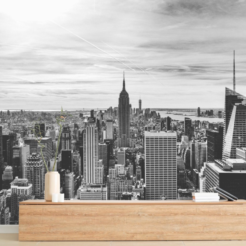 Fototapete panorama von New York in graustufen – Wallnifity®