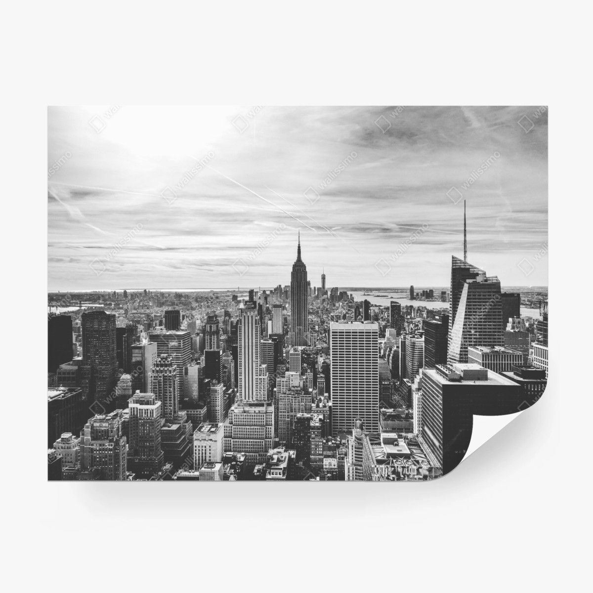 Fototapete panorama von New York in graustufen – Wallnifity®