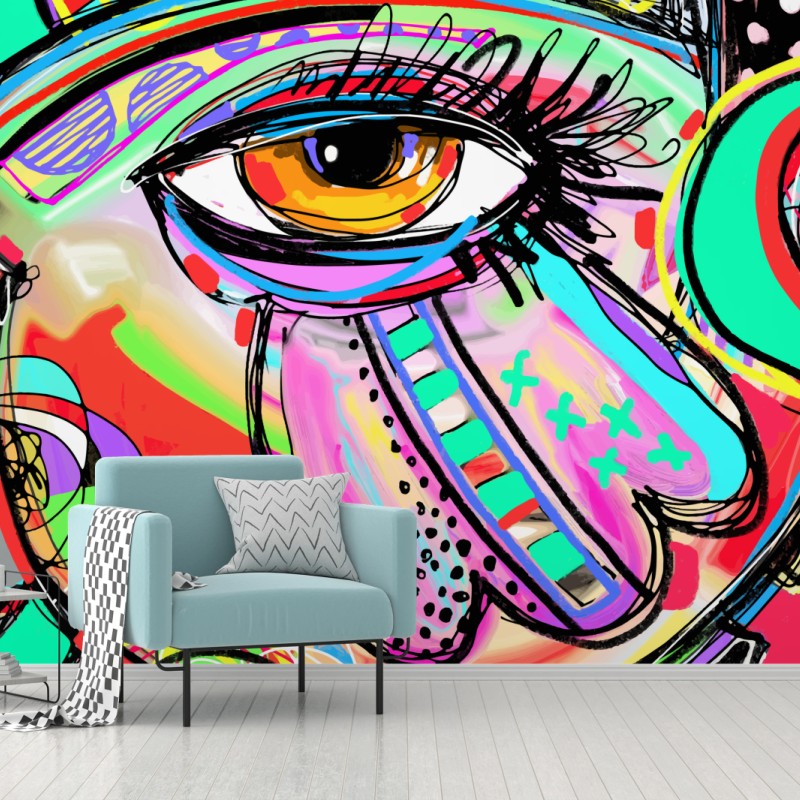 Fototapete lebhaftes abstraktes auge im pop-art stil – Wallnifity®