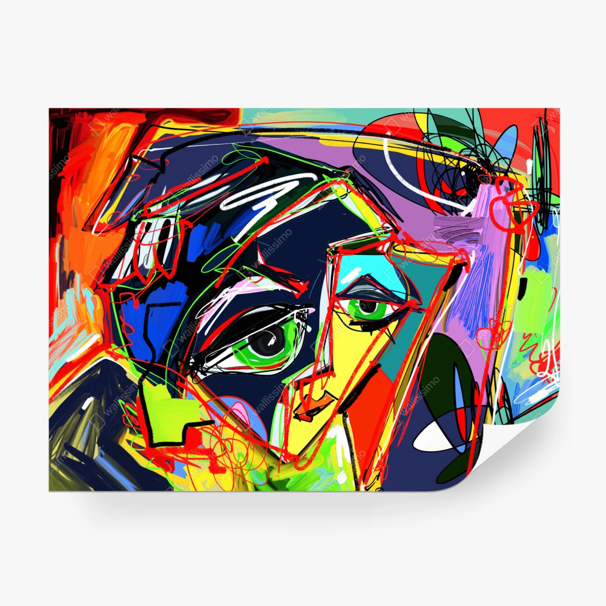 Fototapete farbenfrohes abstraktes gesichtsporträt – Wallnifity®