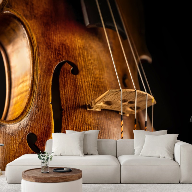 Fototapete nahaufnahme warmer holzgeige – Wallnifity®