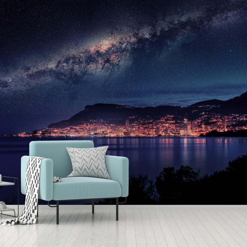 Fototapete küstenstadt unter der milchstraße – Wallnifity®