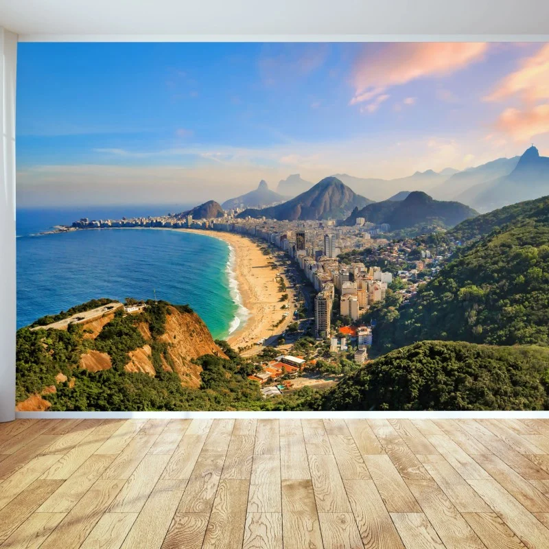 Fototapete Copacabana und Ipanema luftaufnahme panorama – Wallnifity®