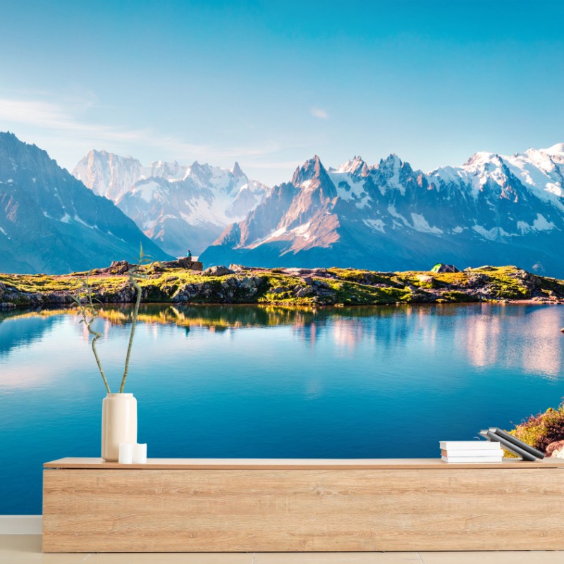 Fototapete Lac Blanc mit Blick auf Mont Blanc – Wallnifity®