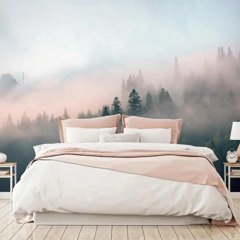 Fototapete nebliger morgenwald – Wallnifity®