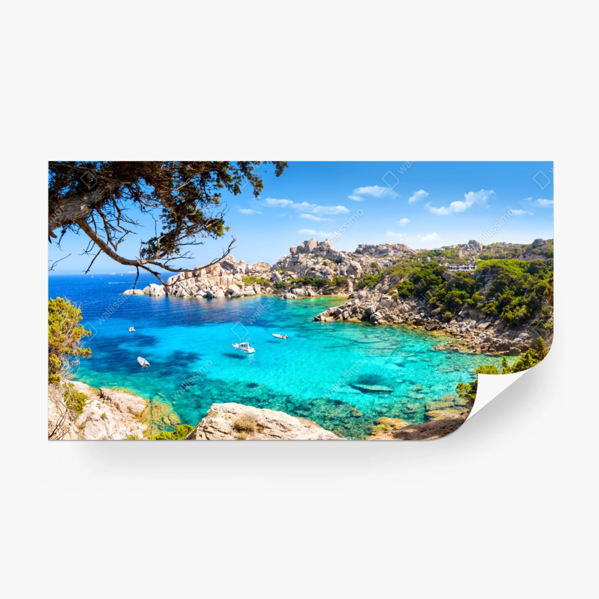 Fototapete türkisfarbene bucht mit felsiger küste – Wallnifity®