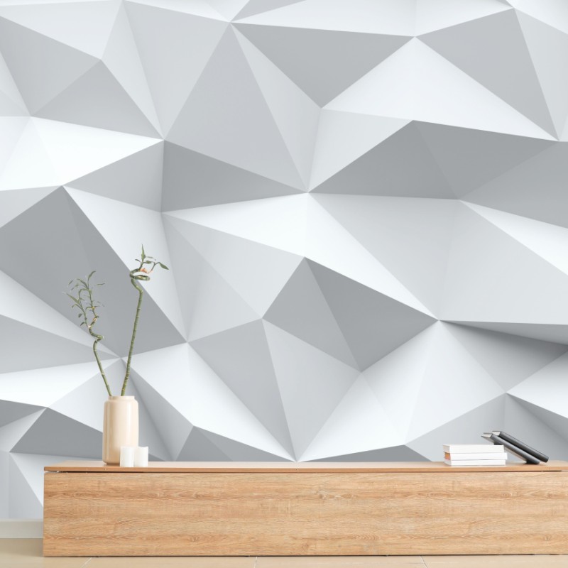 Fototapete weißes dreidimensionales low-poly geometrisches muster – Wallnifity®