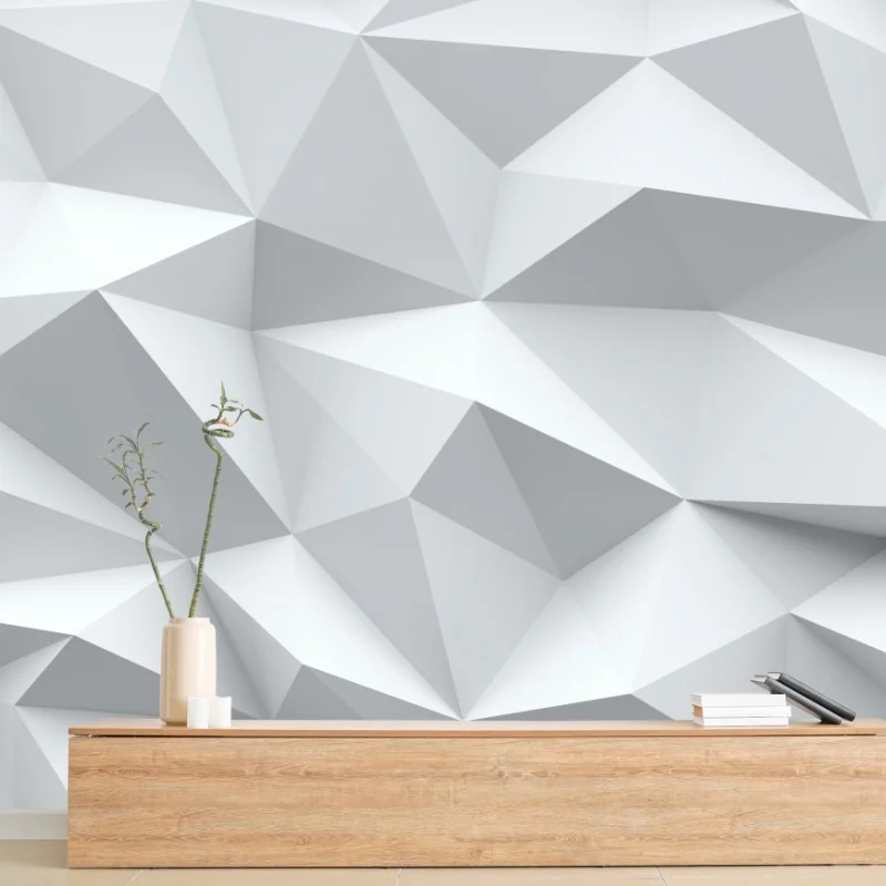 Fototapete weißes dreidimensionales low-poly geometrisches muster